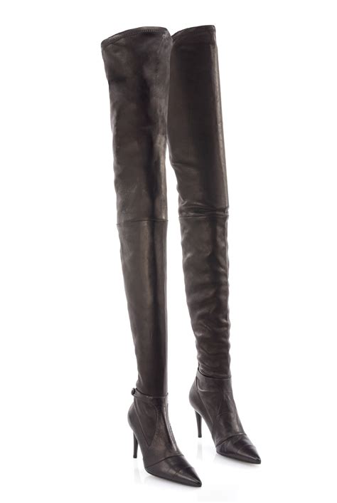 thigh high chanel boots|chanel leather boot with heel.